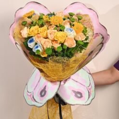 Luminous Mixed Flower Bouquet with a vibrant array of colorful blooms, radiating joy and love, perfect for celebrations and special occasions.