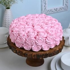 Dream Roses Strawberry Cake with fresh strawberries and elegant rose decorations, perfect for romantic occasions and sweet celebrations.