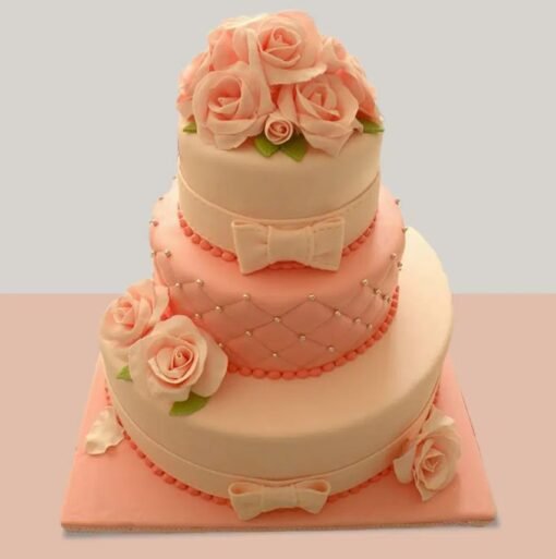 Rosy Bouquet Tier Cake featuring intricate floral detailing, pastel shades, and a luxurious tiered design.