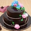 Flower Chocolate Tier Cake with layers of rich chocolate and beautiful floral decorations, designed for a luxurious celebration.