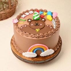 Happy Birthday Teddy Cake featuring a cute teddy bear design, perfect for a child’s birthday celebration.