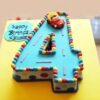 Fantastic Four Celebration Cake decorated with colorful accents, the number four, and festive elements, perfect for a fourth birthday party.