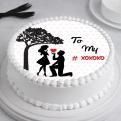 Propose Day Cake decorated with hearts and romantic elements, symbolizing love and the special moment of a proposal.