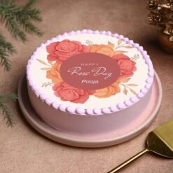 Rose Day Blossom Cake featuring delicate rose decorations, perfect for celebrating love and beauty on Rose Day.